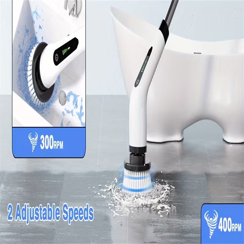 Electric Spin Scrubber for Bathroom, 7-in-1 Cordless Power Scrubber with Extendable Handle & Multi-Surface Brush Heads for Shower, Tub, Tile & Floor